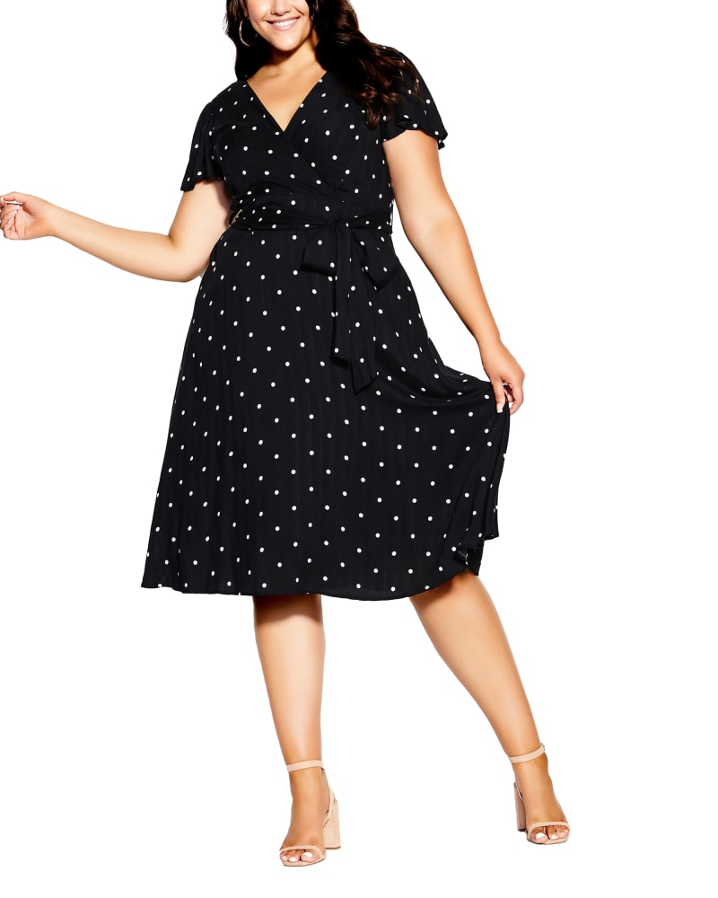 Plus Size White Black Polka Dot Reese Sweet Babydoll Dress